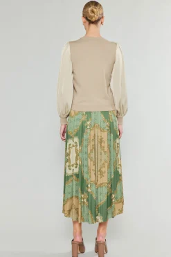 Ribbed Contrast Sleeve Sweater