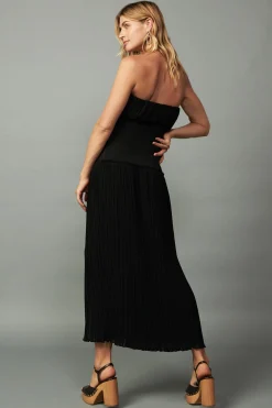 Ribbed Waist Midi Skirt