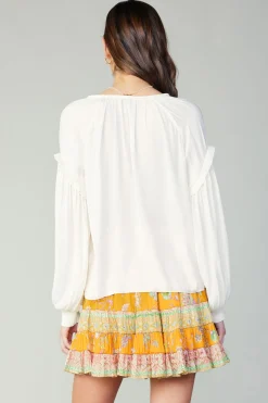Rope Trim Neckline Blouse