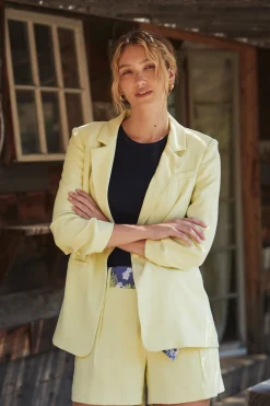 Ruched Sleeve Blazer