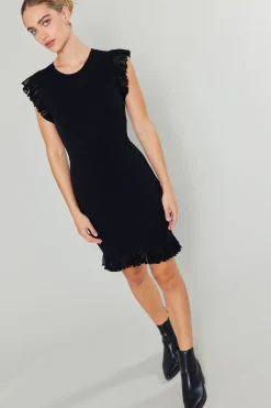 Ruffled Mini Sweater Dress