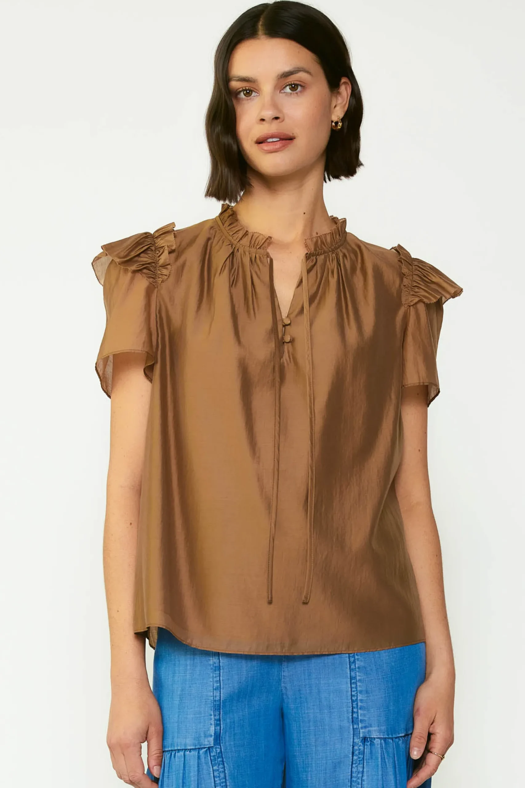 Ruffled Shoulder Blouse