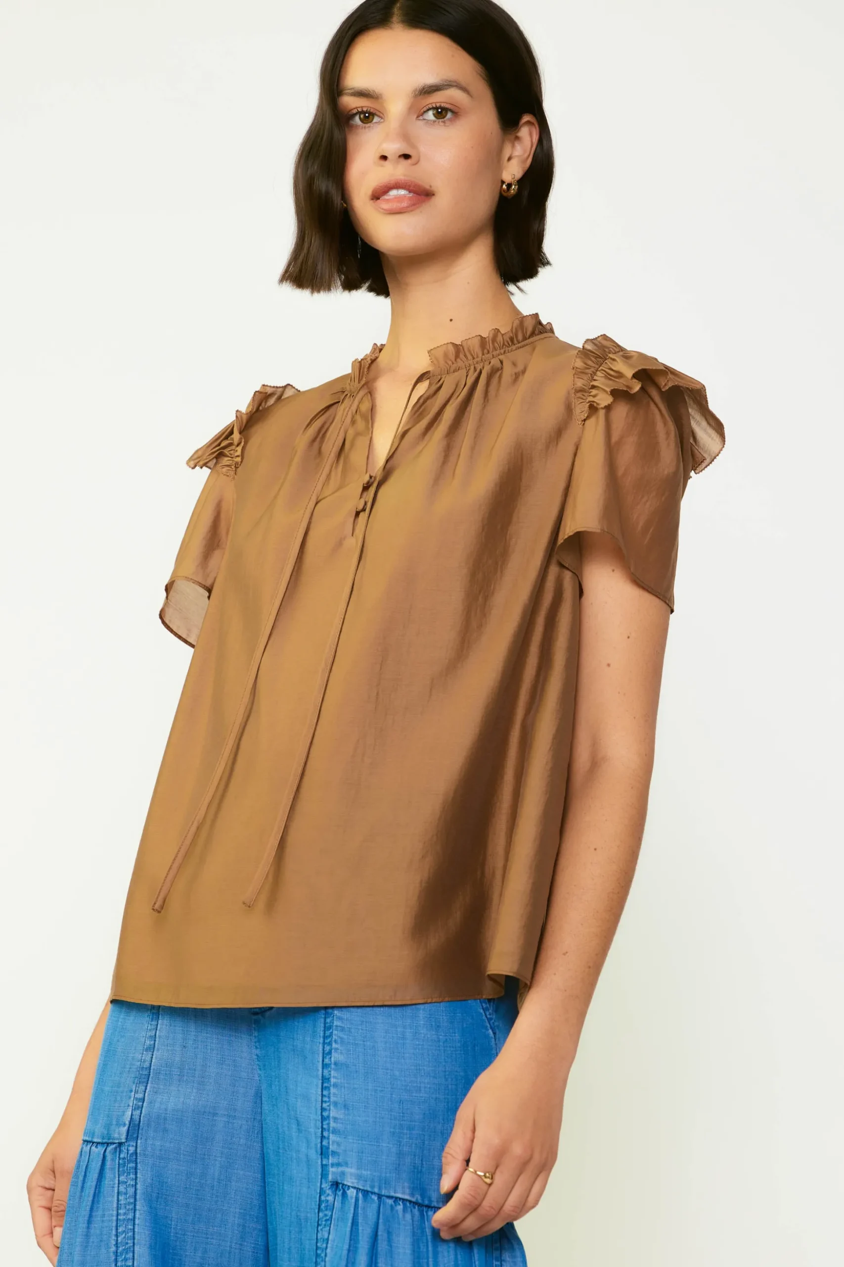 Ruffled Shoulder Blouse