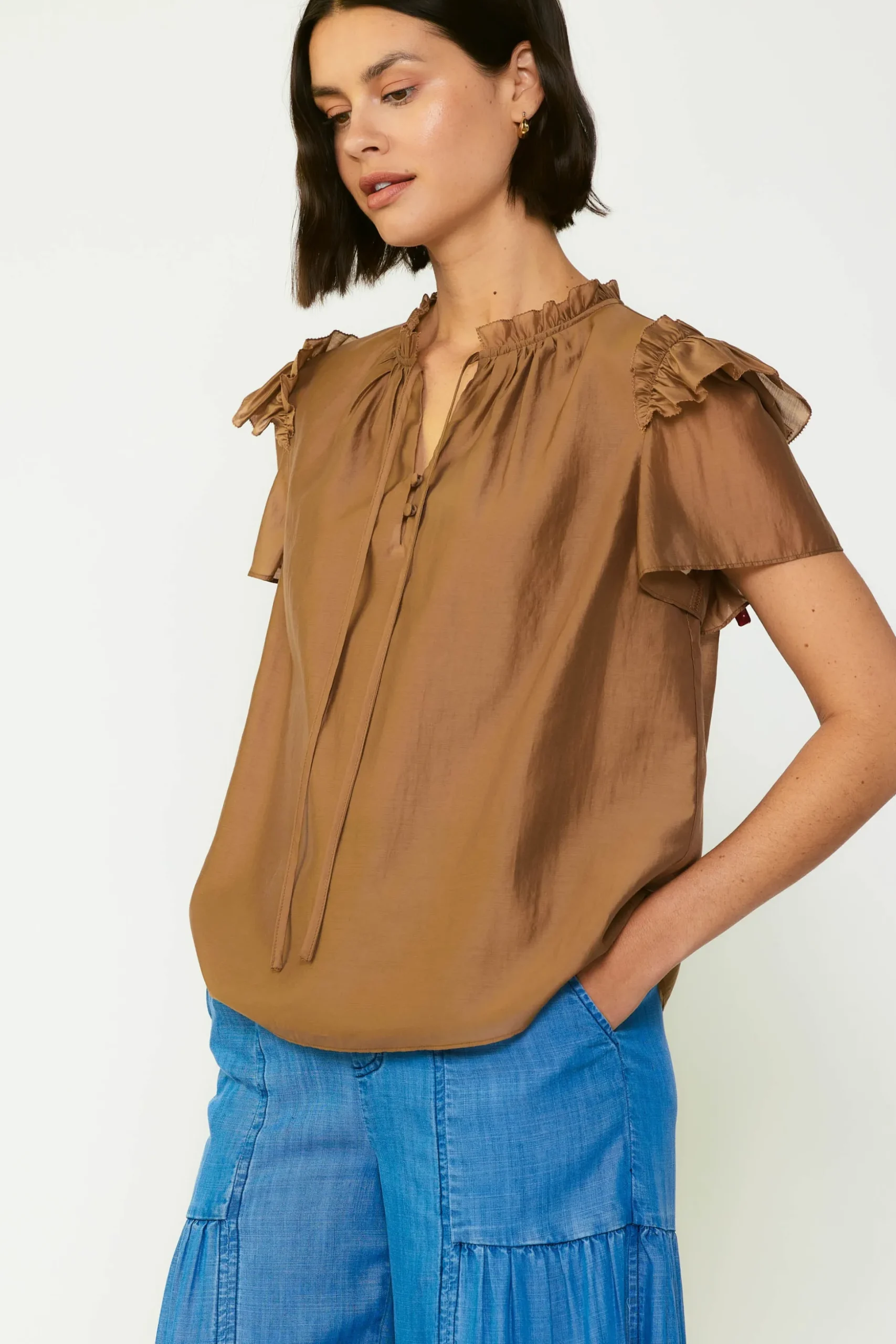Ruffled Shoulder Blouse