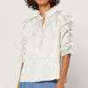 Ruffled Sleeve Jacquard Top