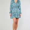 Ruffled Surplice Floral Mini Dress