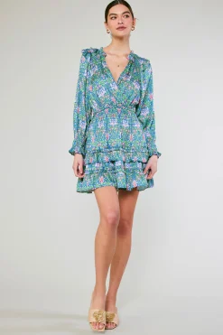 Ruffled Surplice Floral Mini Dress