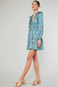 Ruffled Surplice Floral Mini Dress
