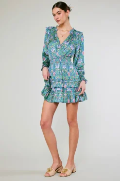 Ruffled Surplice Floral Mini Dress