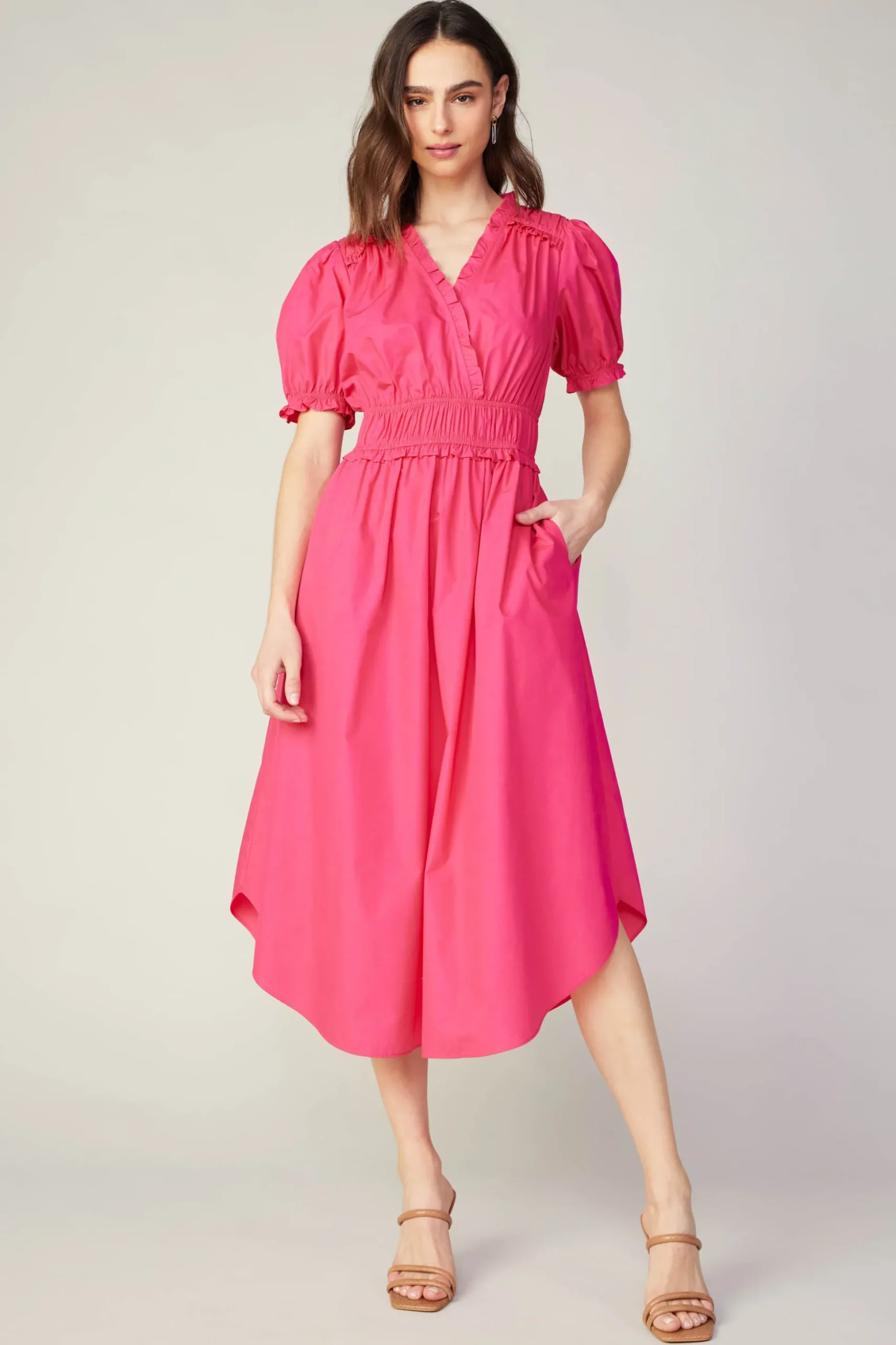 Ruffled Surplice Midi Dress