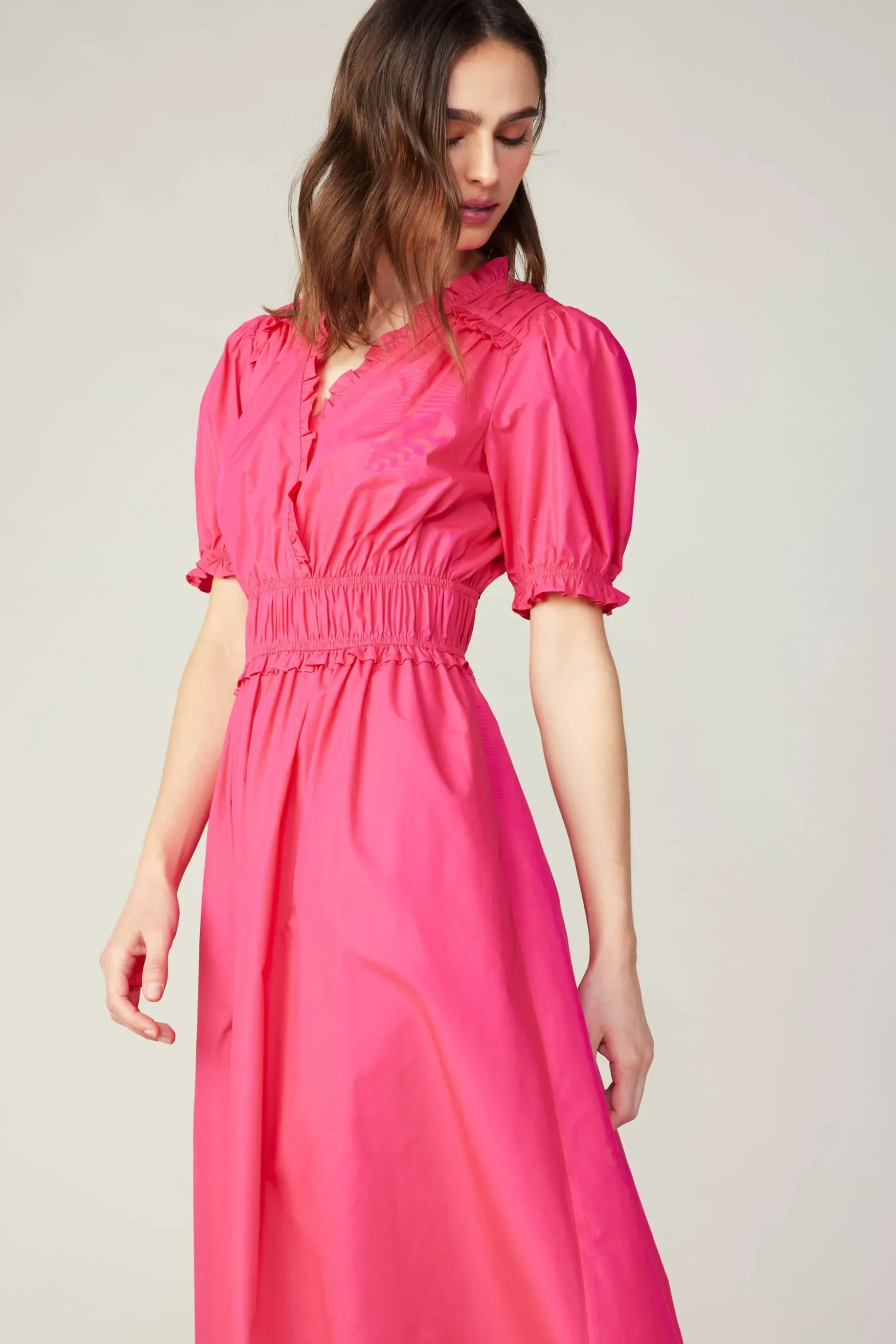 Ruffled Surplice Midi Dress