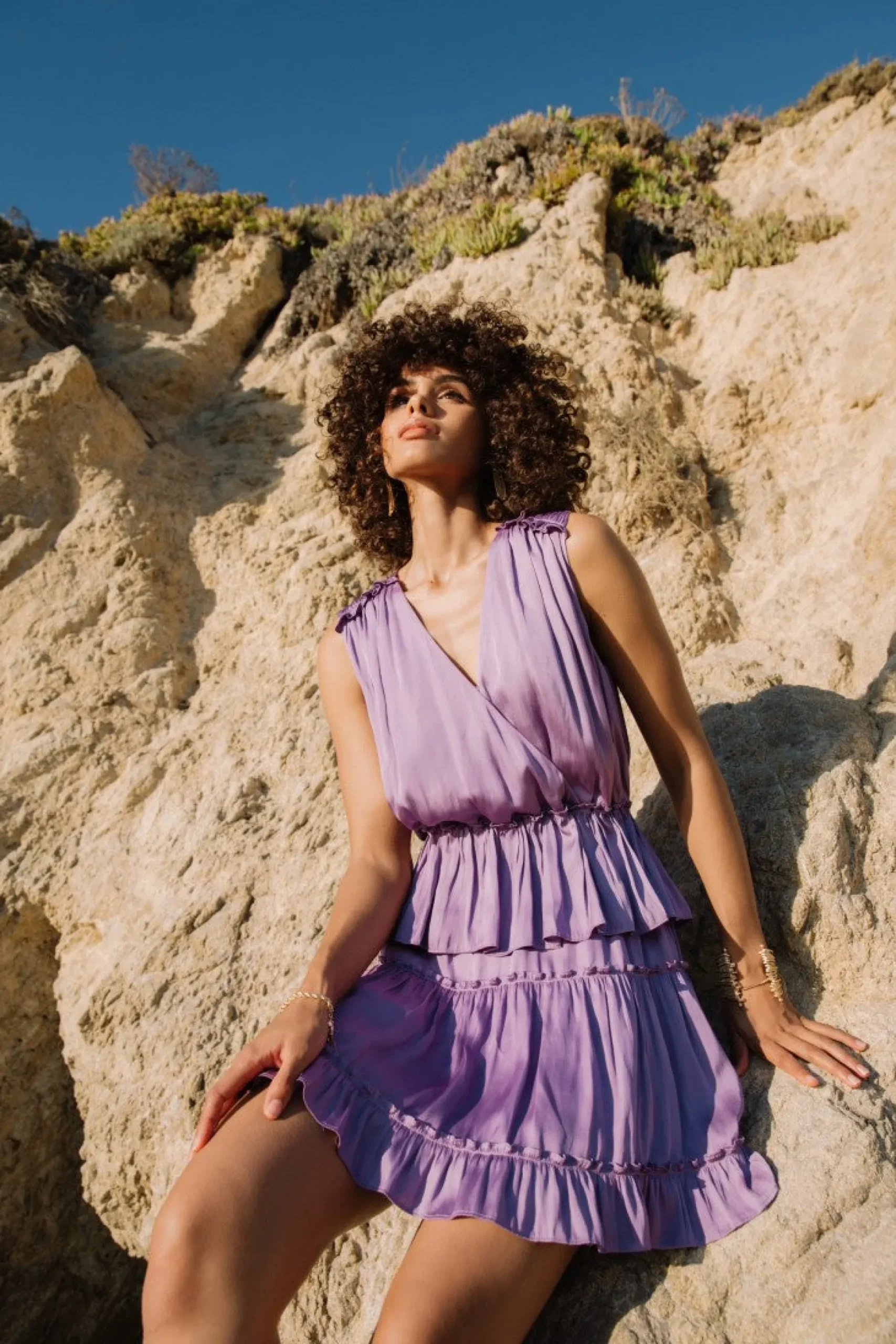 Ruffled Surplice Mini Dress