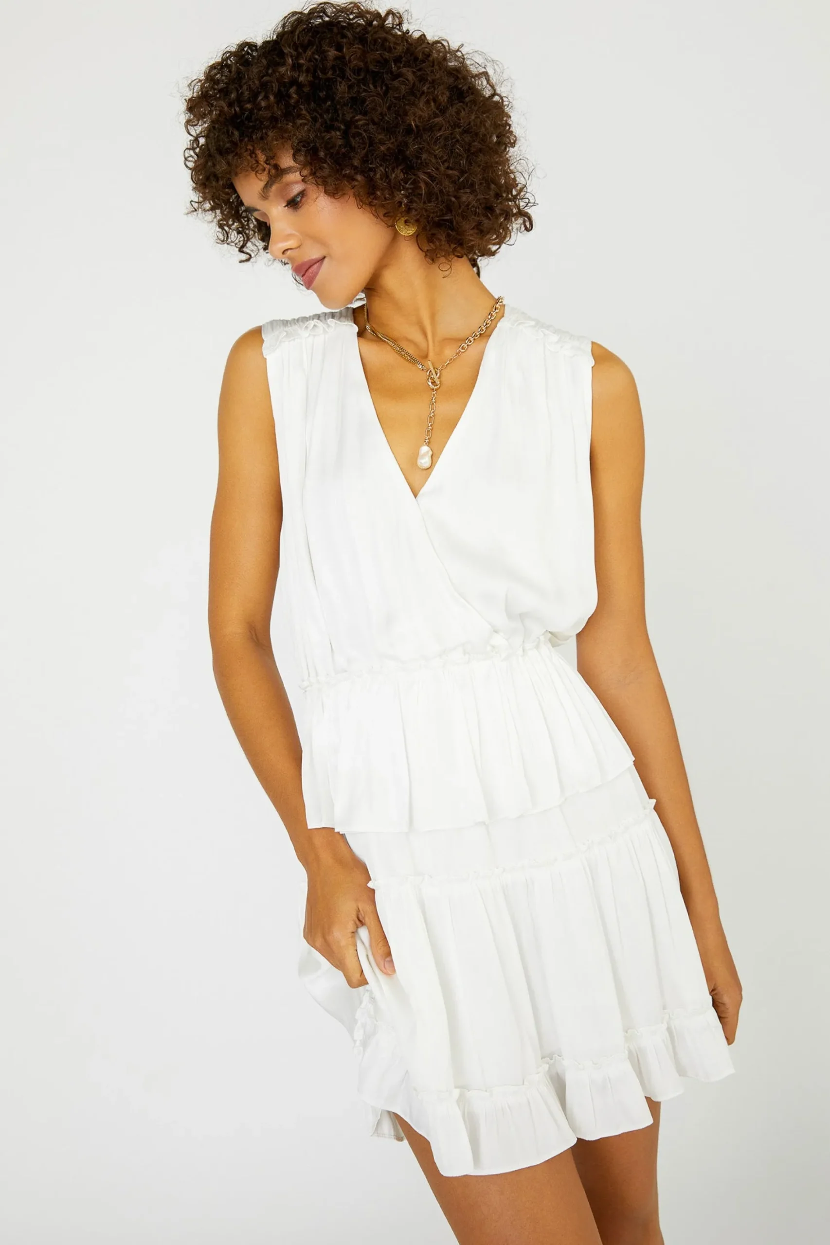Ruffled Surplice Mini Dress