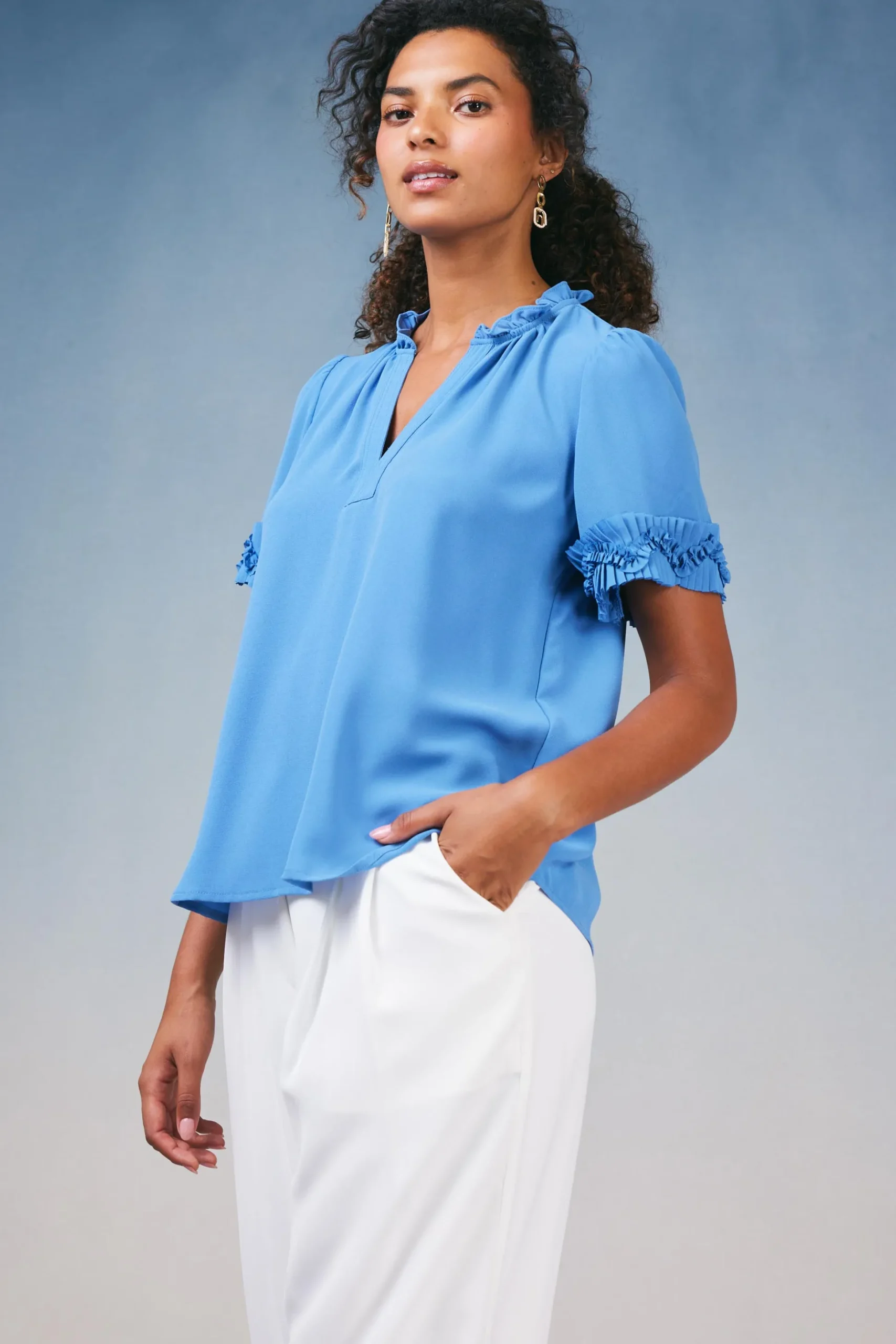 Ruffled Trim Blouse