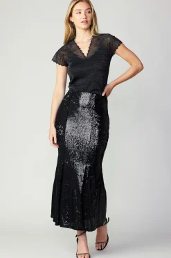 Sequin Flared Skirt