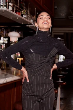 Sequin Turtleneck Top