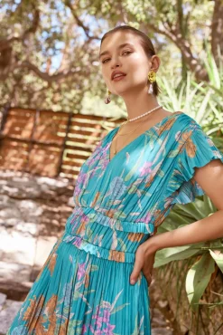 Sereia Botanical Motif Midi Dress