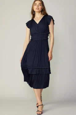 Sereia Pleated Midi Dress