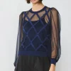 Sheer Crosshatch Cami-lined Top