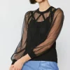 Sheer Crosshatch Cami-lined Top