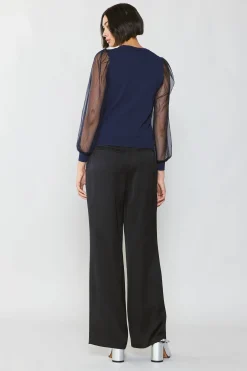 Sheer Crosshatch Cami-lined Top