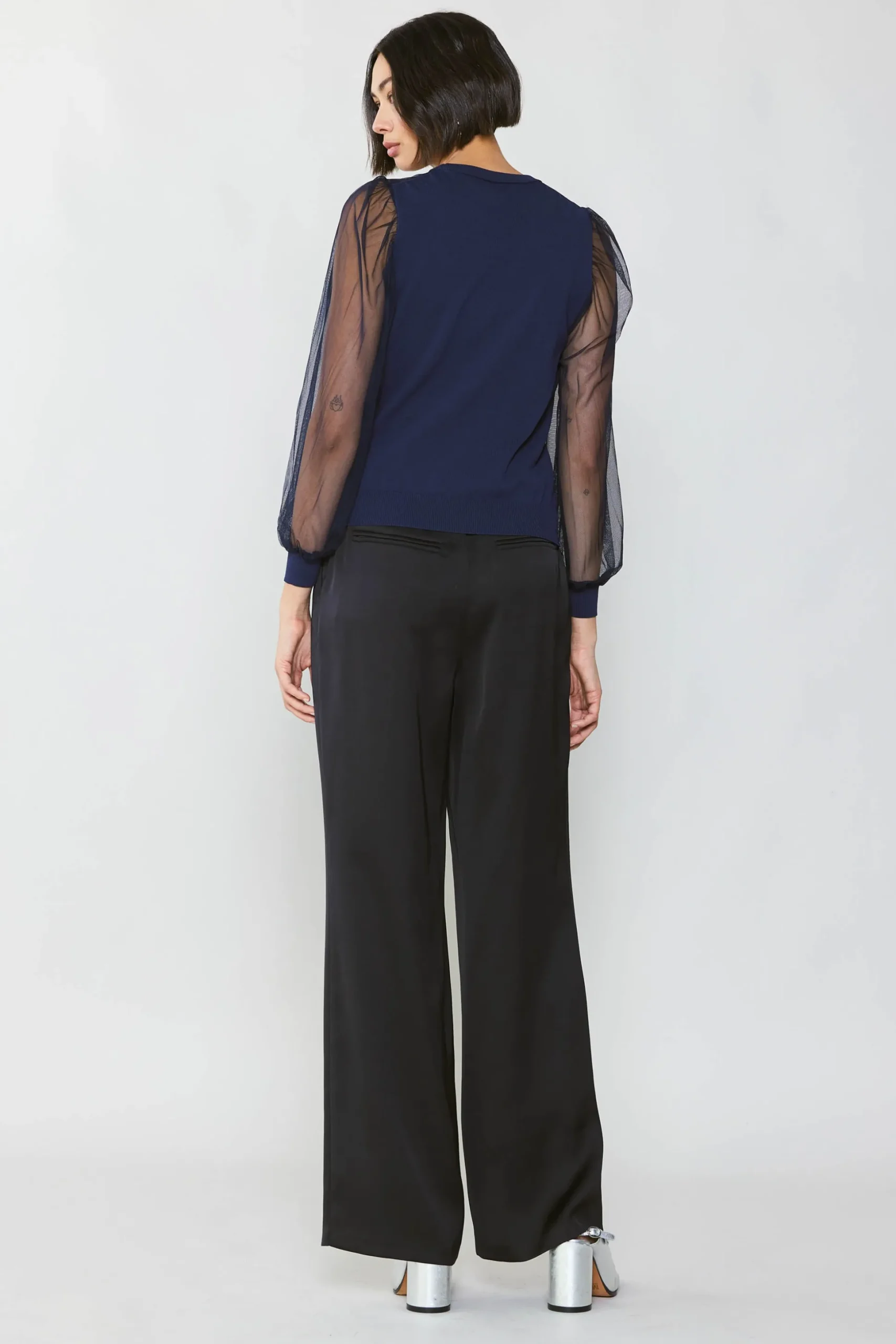 Sheer Crosshatch Cami-lined Top