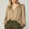 Shirred Jacquard Blouse