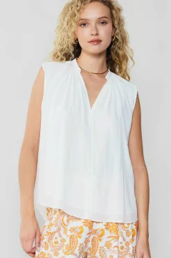Shirred Sleeveless Top