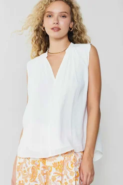 Shirred Sleeveless Top