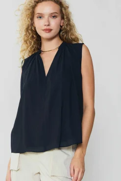 Shirred Sleeveless Top