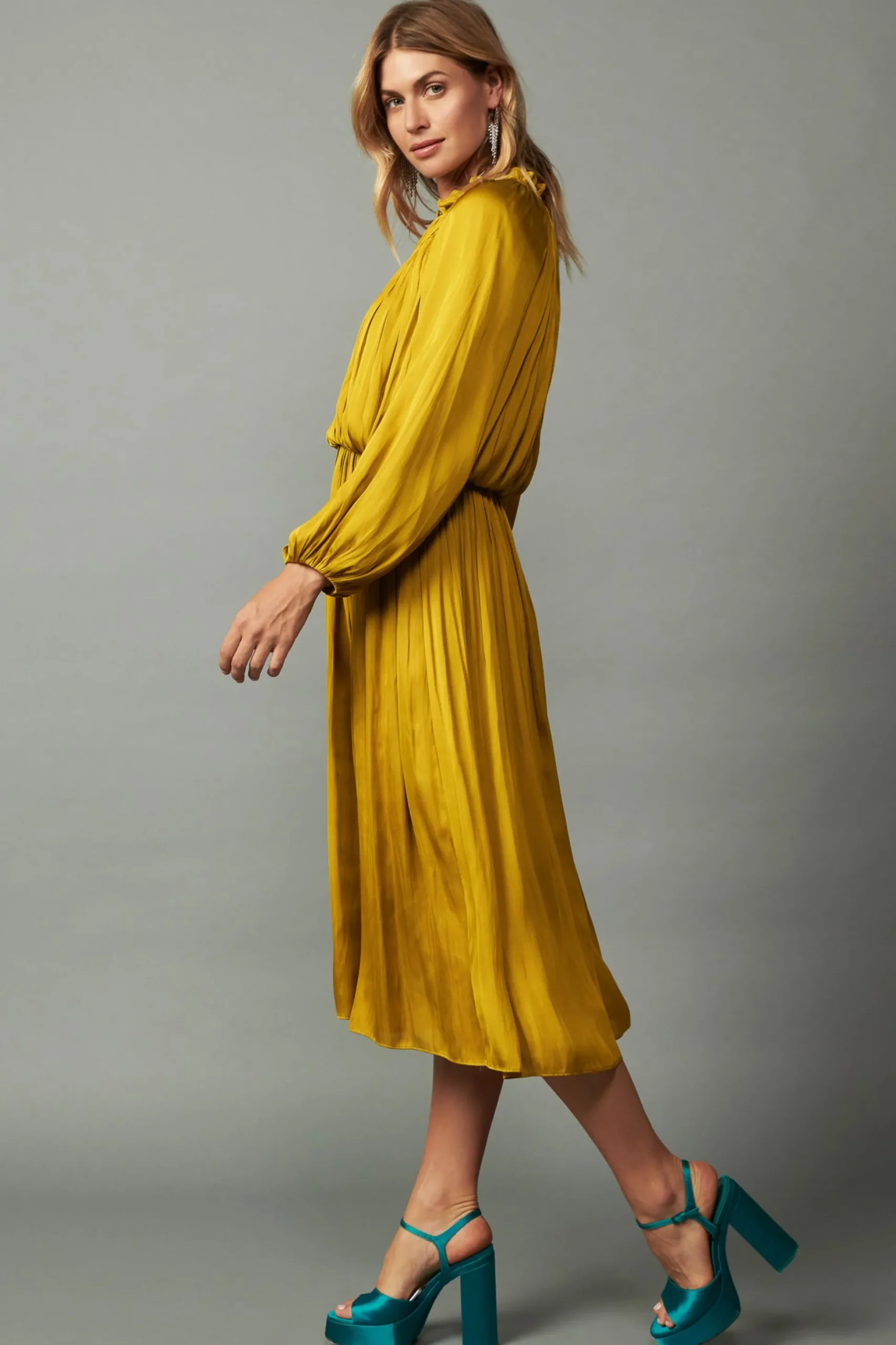 Shirred Yoke Maxi Dress