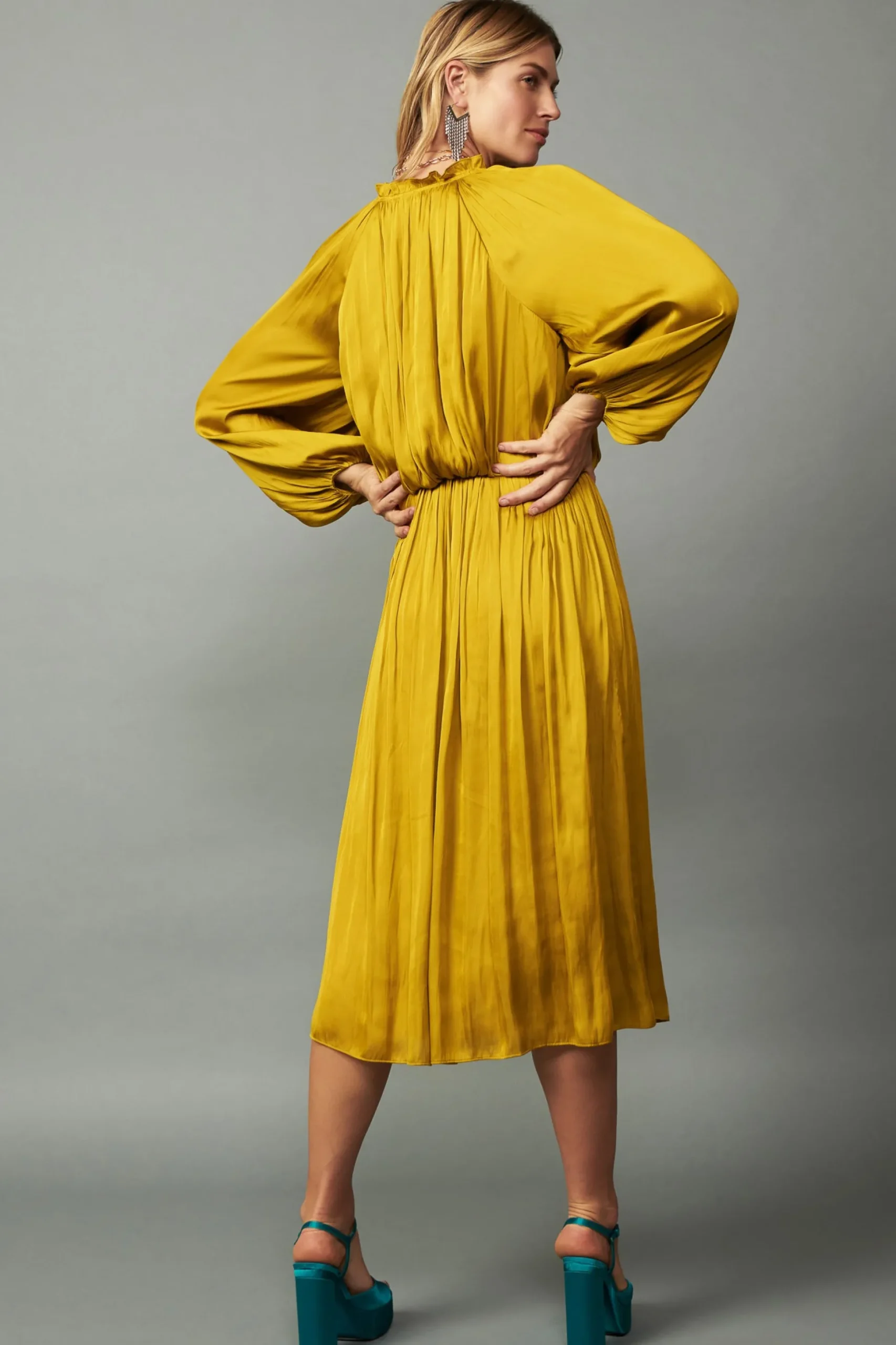 Shirred Yoke Maxi Dress