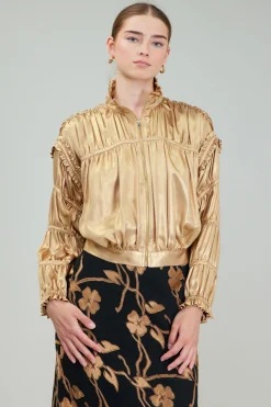 Shirred Zip Up Jacket