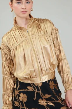 Shirred Zip Up Jacket