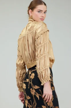 Shirred Zip Up Jacket