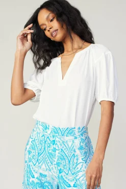 Short Sleeve Split Neck Blouse