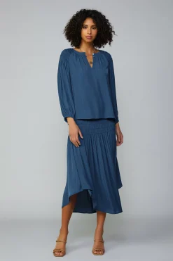 Smocked Shoulder Button Blouse