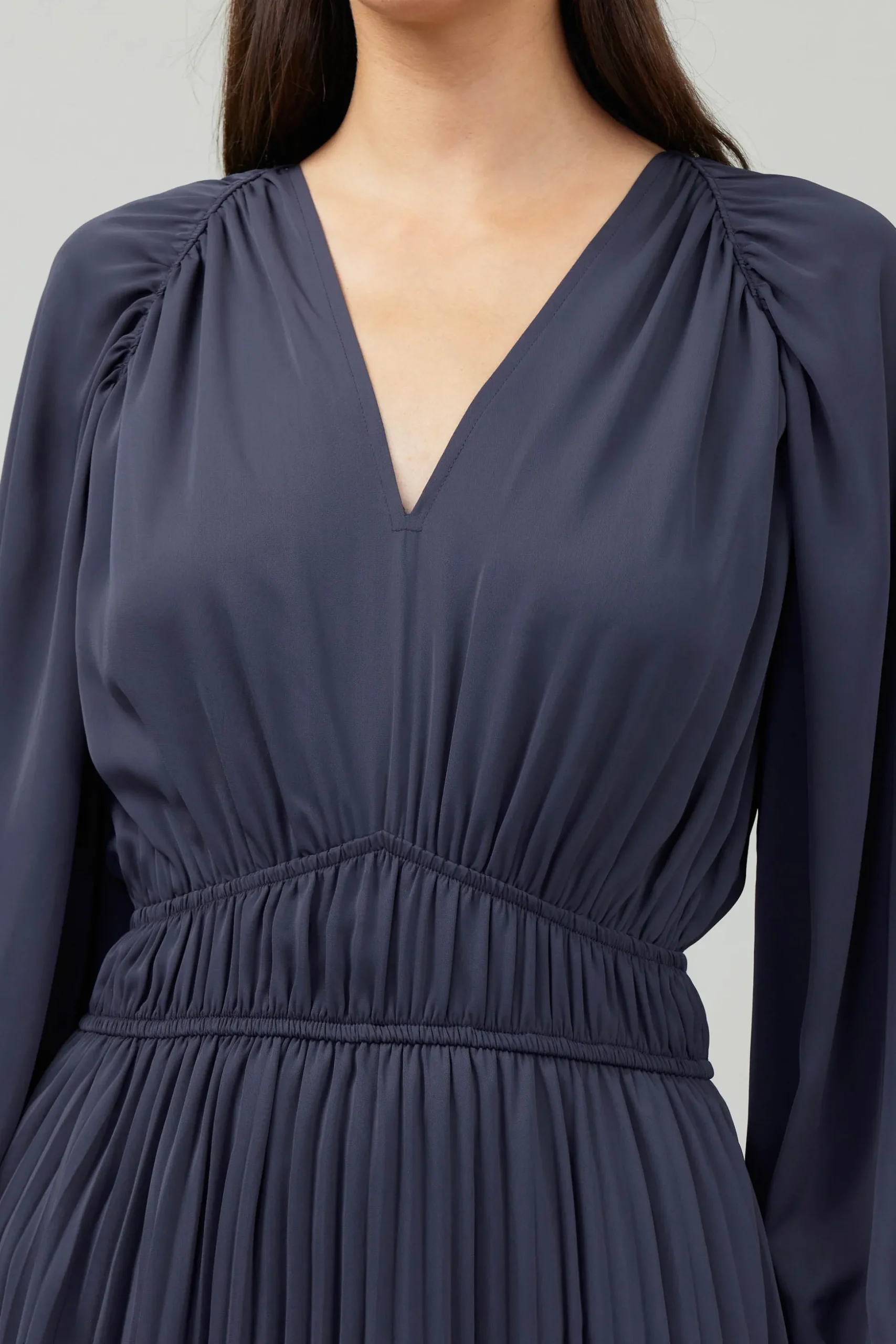 Smocked Vneck Midi Dress