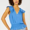 Smocked Waist Cap Sleeve Top
