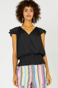 Smocked Waist Cap Sleeve Top