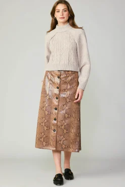 Snake Print Midi Skirt