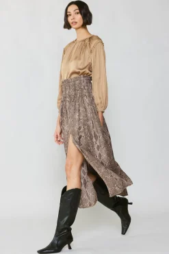 Snake Print Midi Skirt