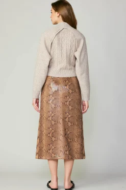 Snake Print Midi Skirt