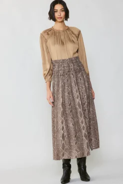 Snake Print Midi Skirt