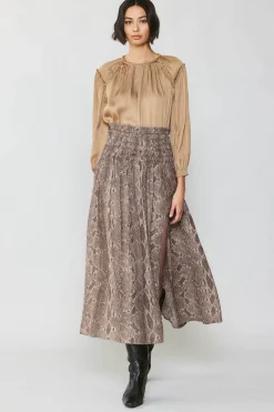 Snake Print Midi Skirt