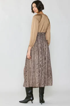 Snake Print Midi Skirt