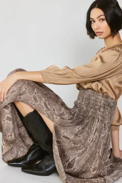 Snake Print Midi Skirt