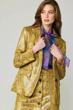 Snakeskin Welt Pocket Blazer