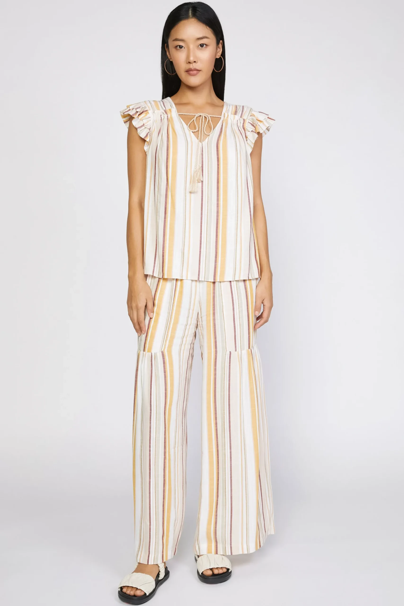 Striped Flutter Sleeve Top