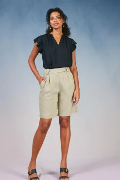 Striped Knee Length Shorts